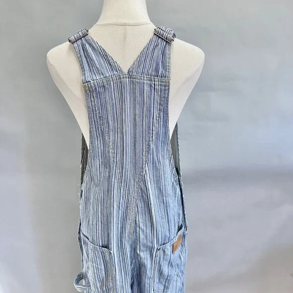 Wrangler Striped Straight Leg Overalls Blue White Classic Workwear Style Medium - Picture 14 of 16